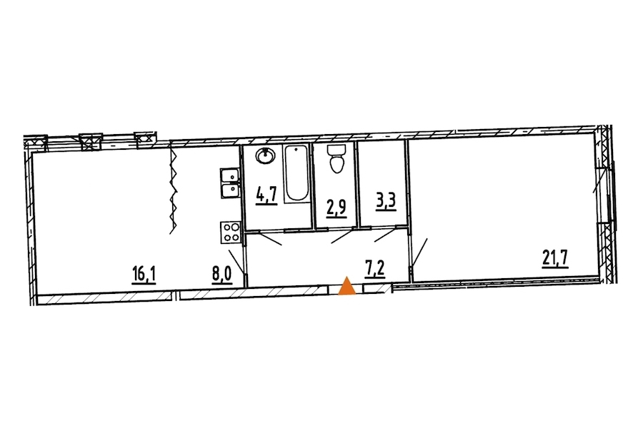 1-комнатная, 64 м² — ЖК ЖК Эталон на Неве