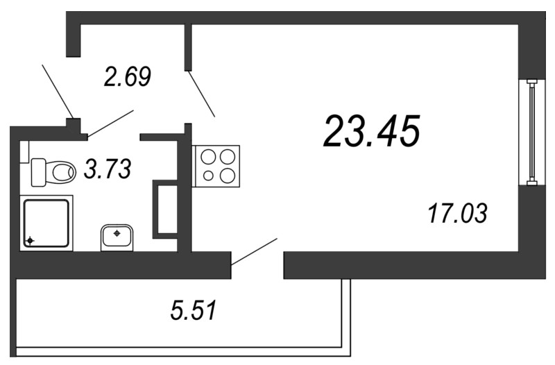 Студия, 23 м² — ЖК ЖК ПаркЛэнд