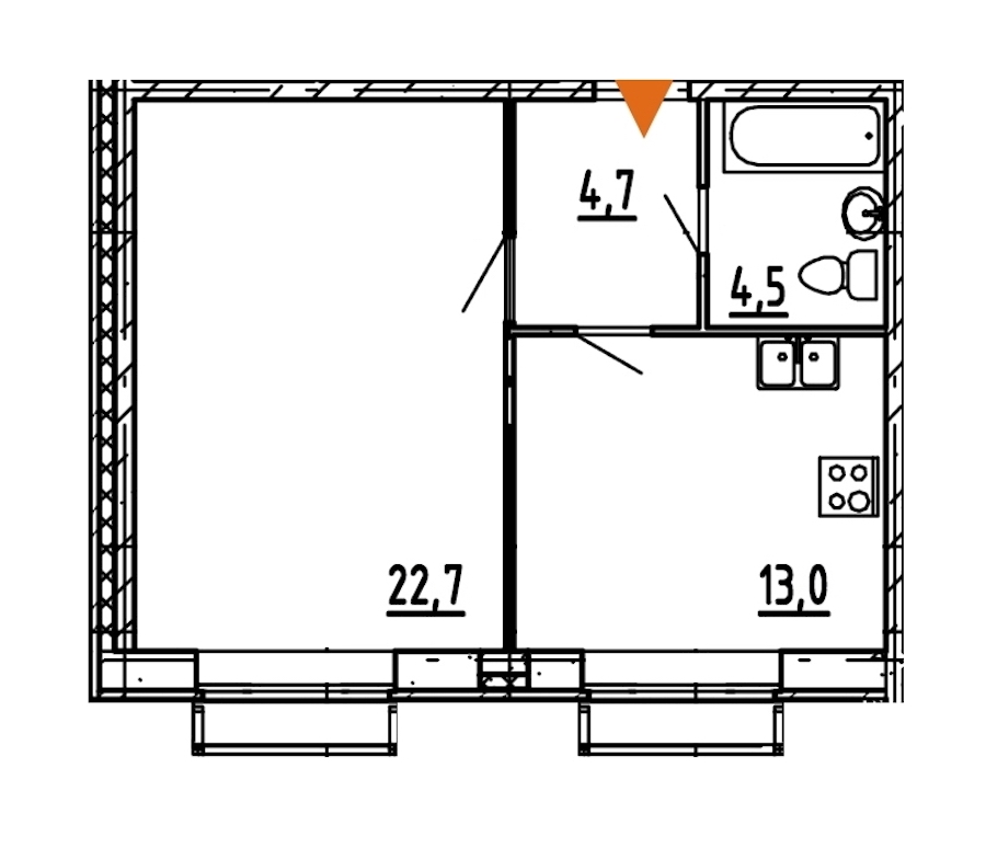 1-комнатная, 45 м² — ЖК ЖК Эталон на Неве