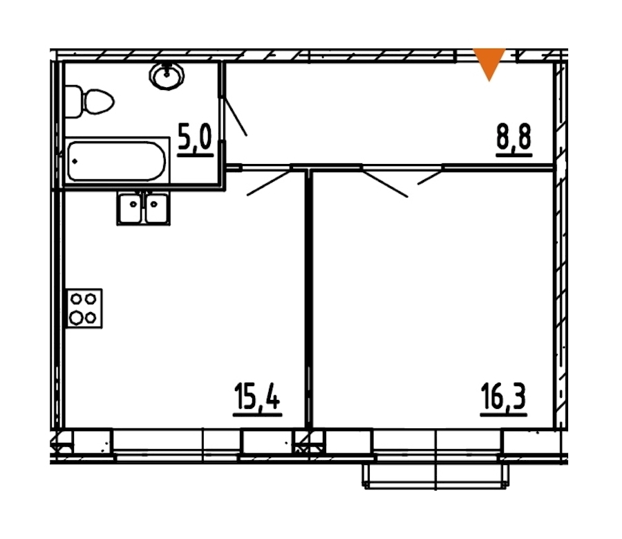 1-комнатная, 46 м² — ЖК ЖК Эталон на Неве