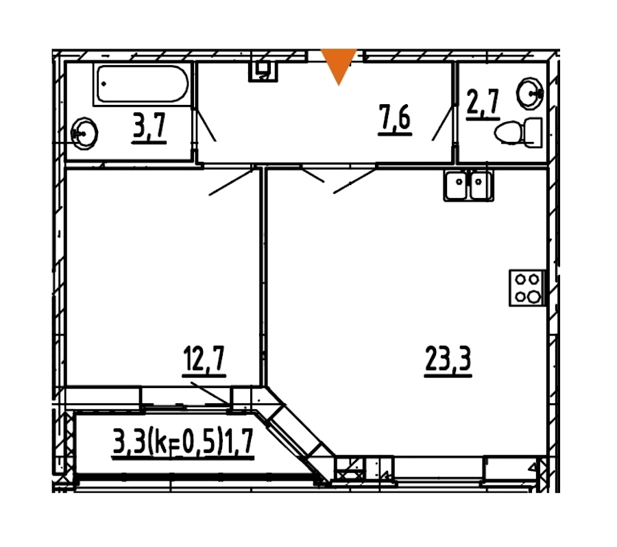 1-комнатная, 52 м² — ЖК ЖК Эталон на Неве