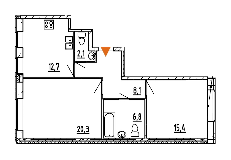 2-комнатная, 65 м² — ЖК ЖК Эталон на Неве