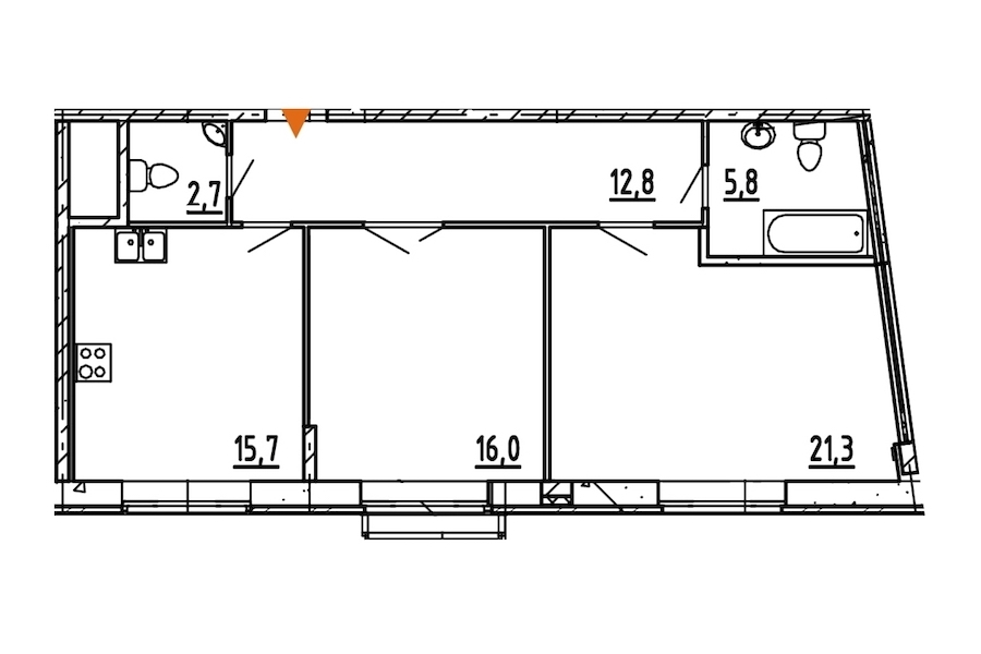2-комнатная, 74 м² — ЖК ЖК Эталон на Неве
