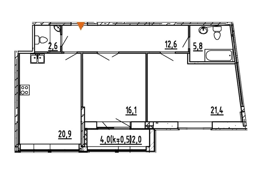 2-комнатная, 81 м² — ЖК ЖК Эталон на Неве