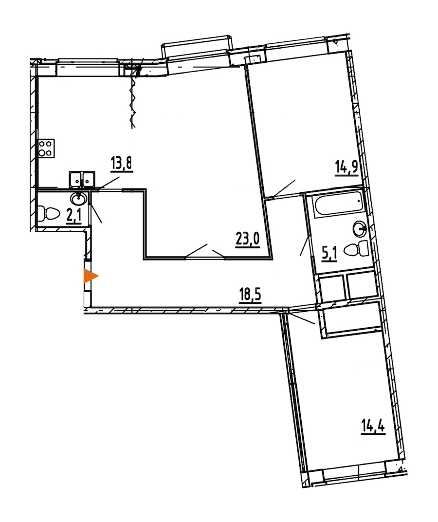 3-комнатная, 92 м² — ЖК ЖК Эталон на Неве