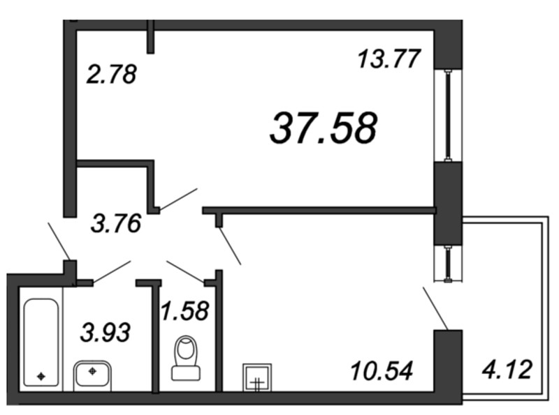 1-комнатная, 38 м² — ЖК ЖК Мурино 2019