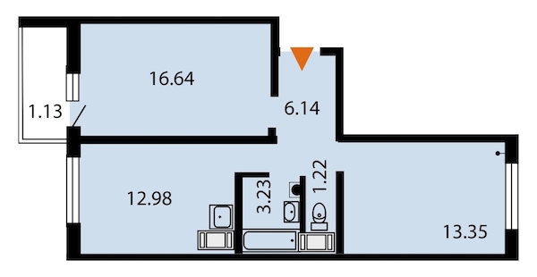 2-комнатная, 55 м² — ЖК ЖК Звездный дуэт