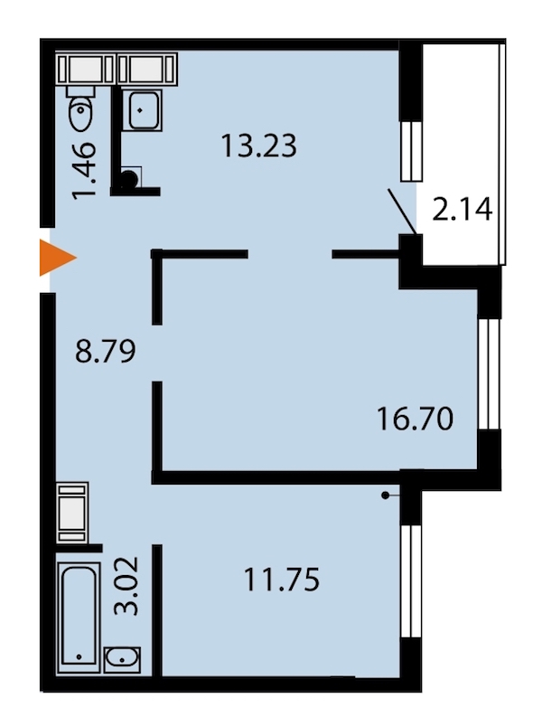 2-комнатная, 57 м² — ЖК ЖК Звездный дуэт
