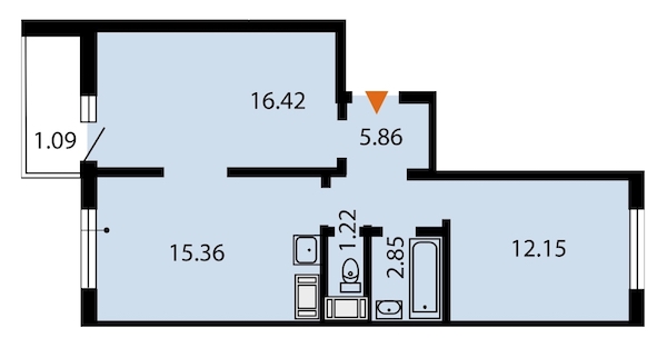 2-комнатная, 55 м² — ЖК ЖК Звездный дуэт