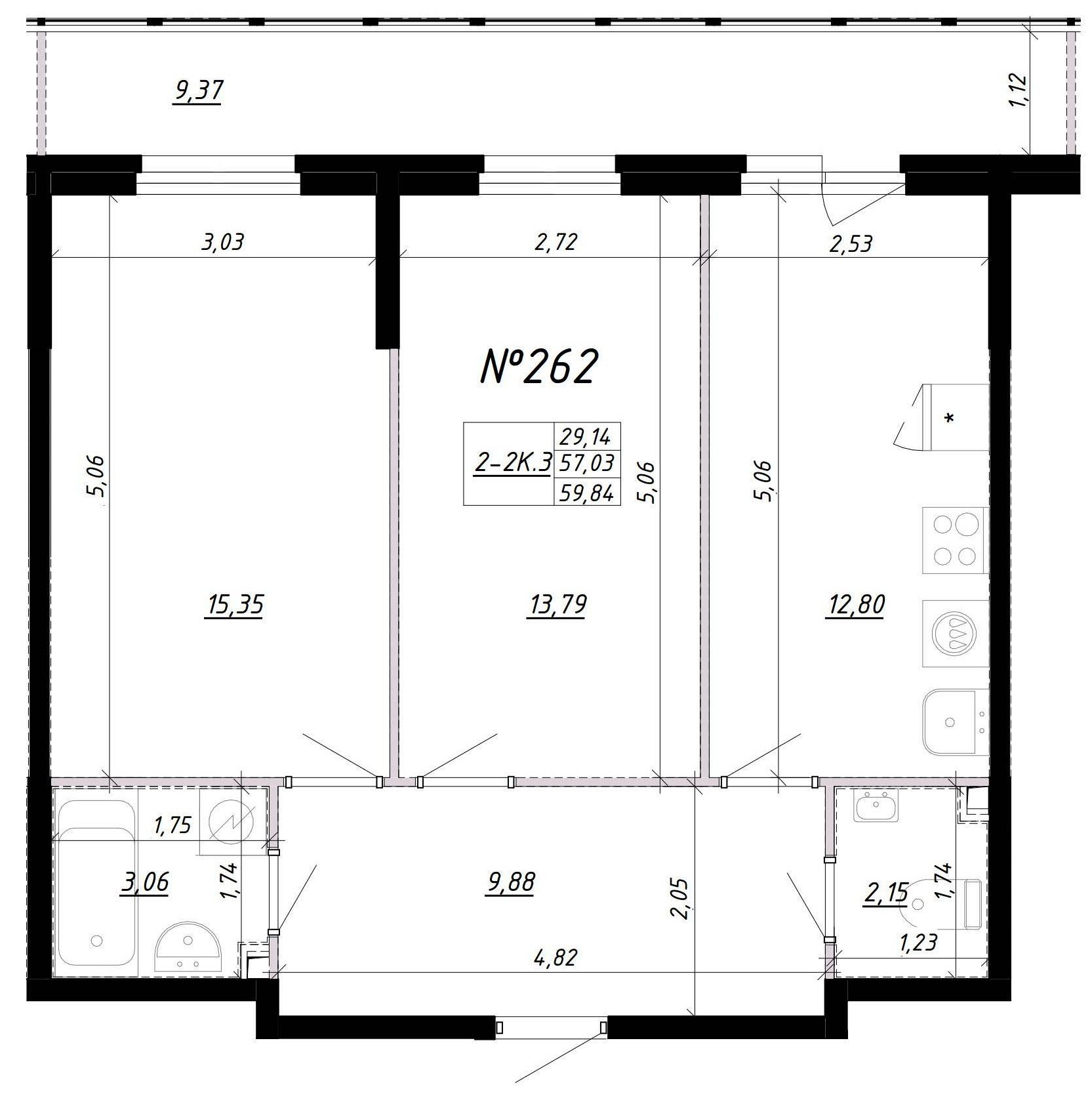 2-комнатная, 62 м² — ЖК Ап-квартал Комендантский (Up-квартал Комендантский)