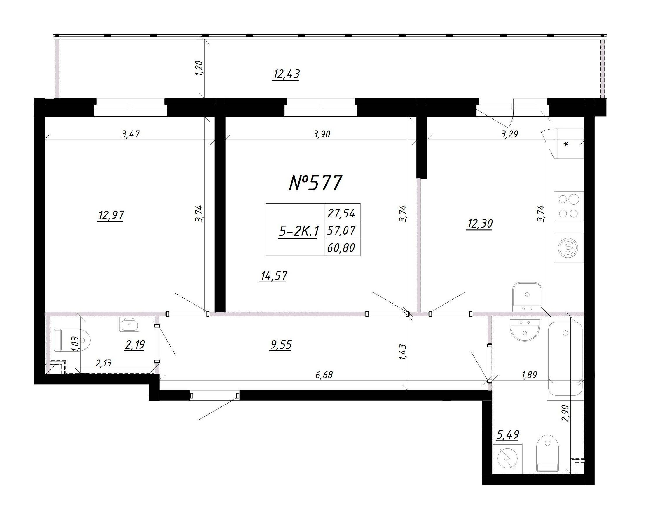 2-комнатная, 65 м² — ЖК Ап-квартал Комендантский (Up-квартал Комендантский)