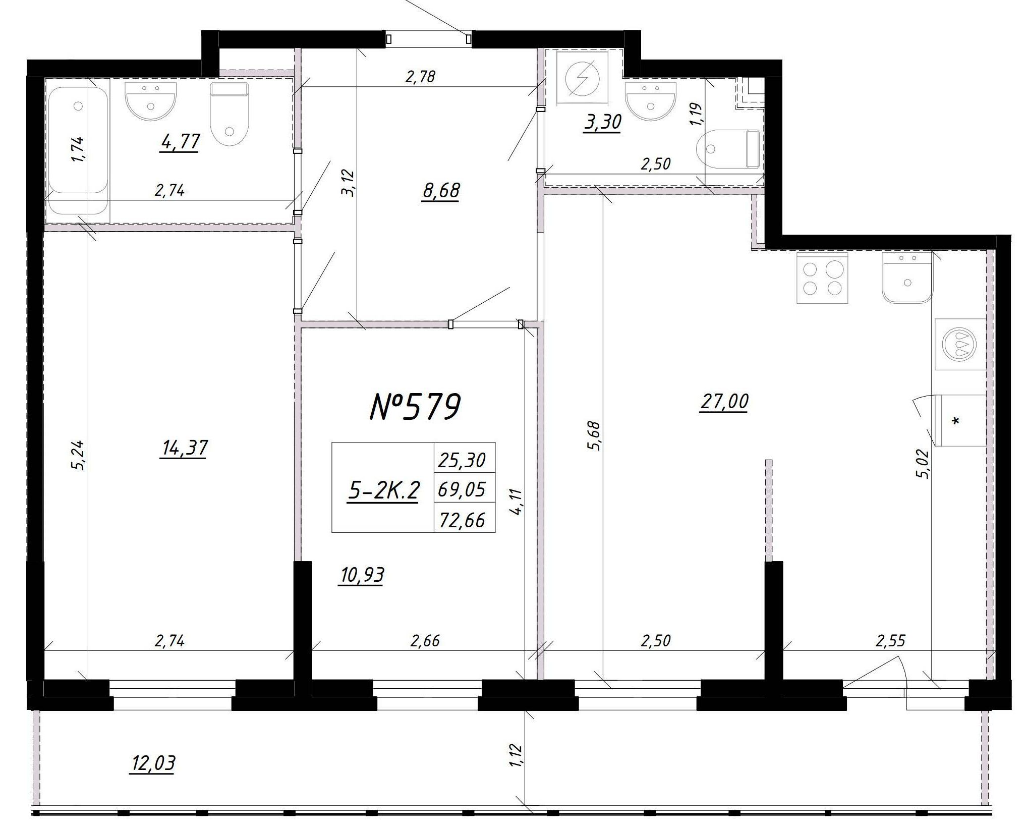 2-комнатная, 75 м² — ЖК Ап-квартал Комендантский (Up-квартал Комендантский)
