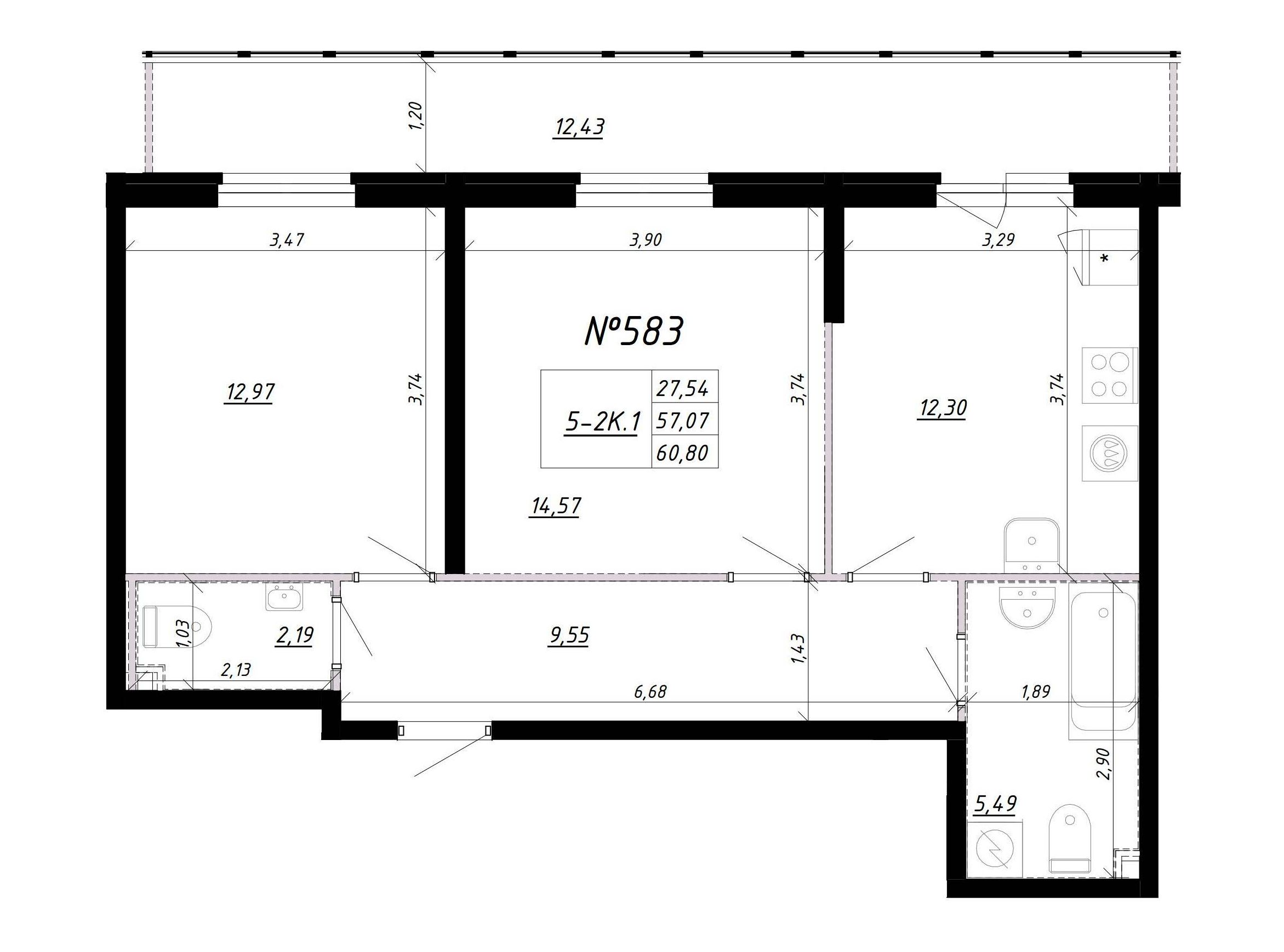 2-комнатная, 64 м² — ЖК Ап-квартал Комендантский (Up-квартал Комендантский)