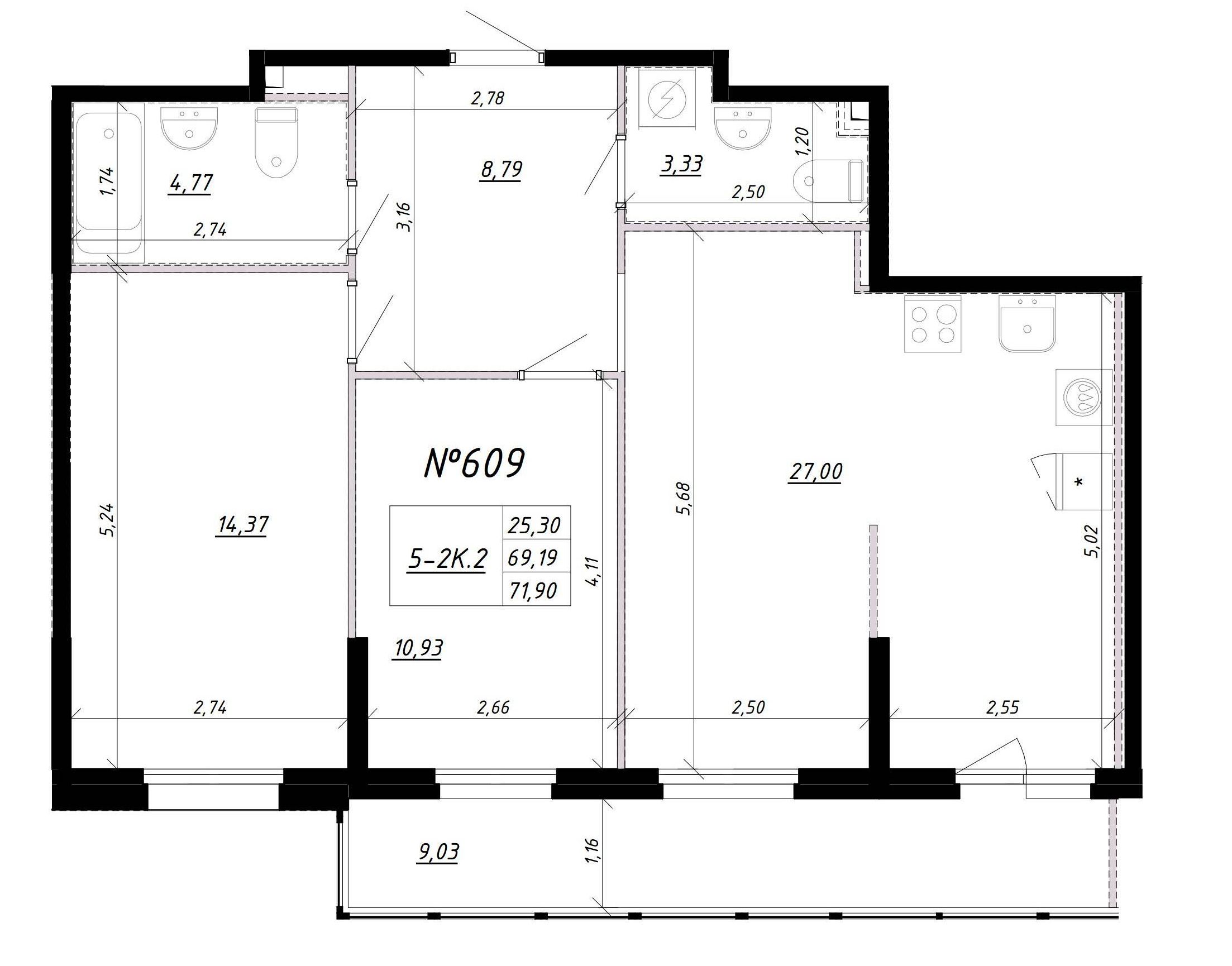 2-комнатная, 74 м² — ЖК Ап-квартал Комендантский (Up-квартал Комендантский)