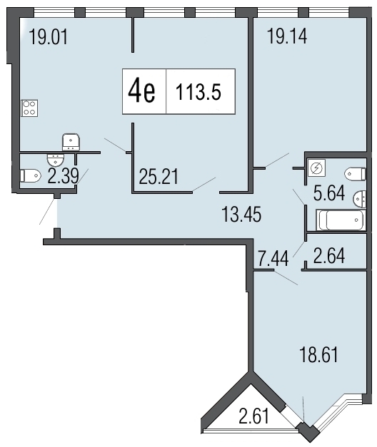 3-комнатная, 114 м² — ЖК Дом Биография