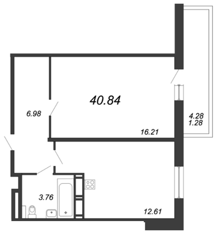 1-комнатная, 41 м² — ЖК ЖК Живи В Курортном