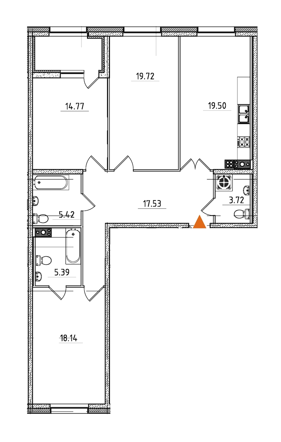 3-комнатная, 107 м² — ЖК ЖК Петровская доминанта