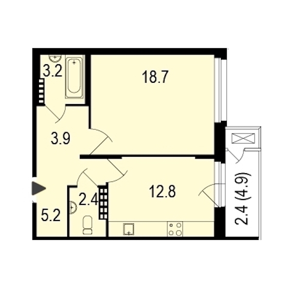 1-комнатная, 48 м² — ЖК ЖК Жемчужный берег