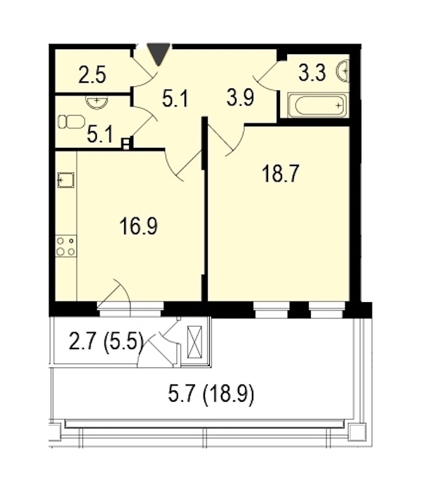 1-комнатная, 62 м² — ЖК ЖК Жемчужный берег