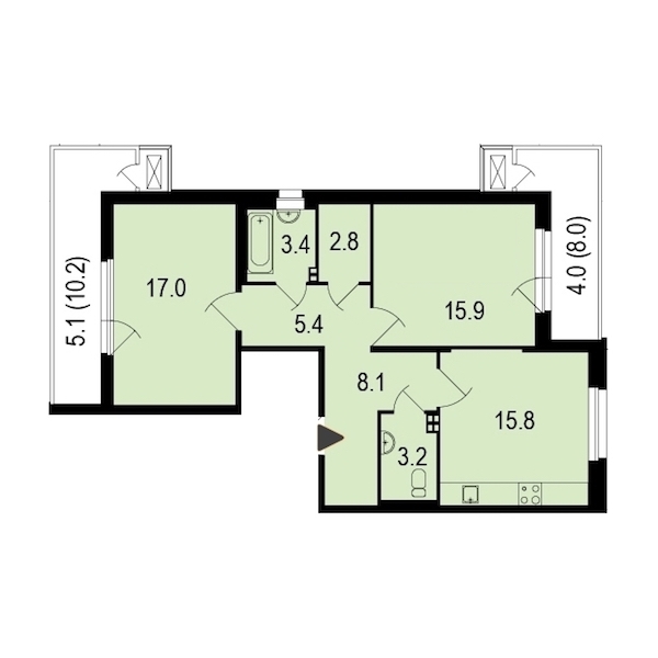 2-комнатная, 82 м² — ЖК ЖК Жемчужный берег