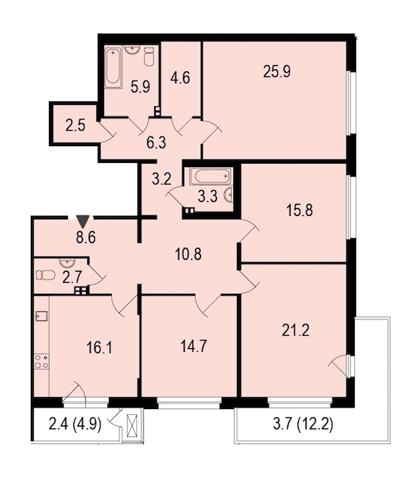 4-комнатная, 149 м² — ЖК ЖК Жемчужный берег