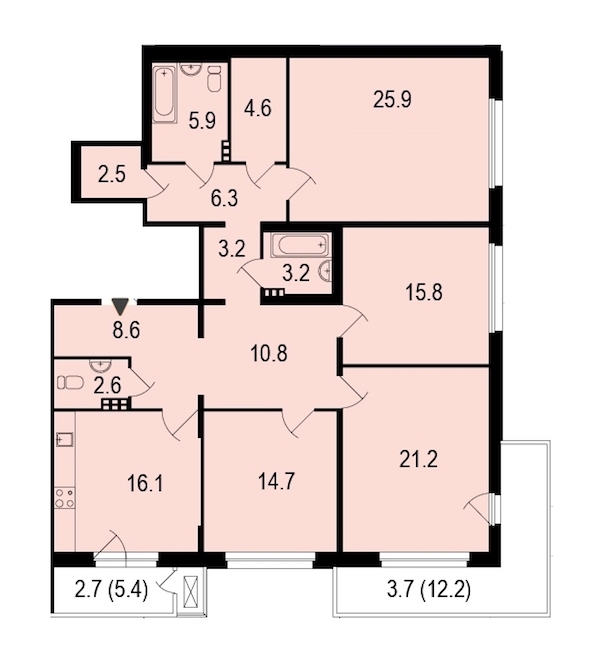 4-комнатная, 148 м² — ЖК ЖК Жемчужный берег