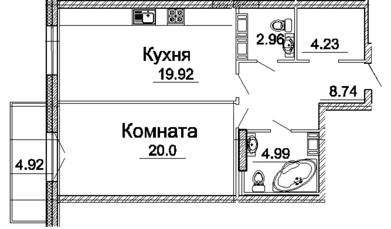 1-комнатная, 60 м² — ЖК Дом на Кирочной