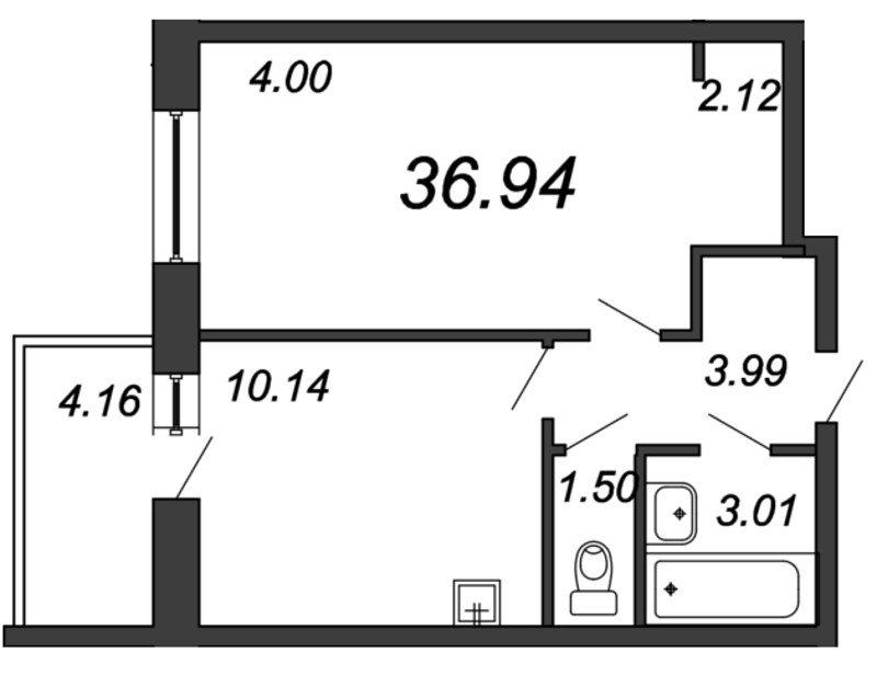 1-комнатная, 37 м² — ЖК ЖК Мурино 2019