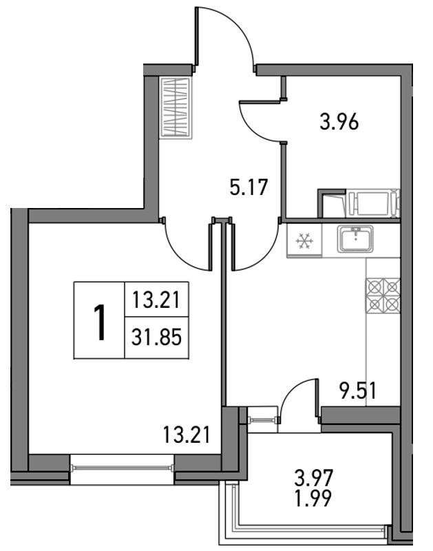 1-комнатная, 34 м² — ЖК ЖК Дом на Львовской