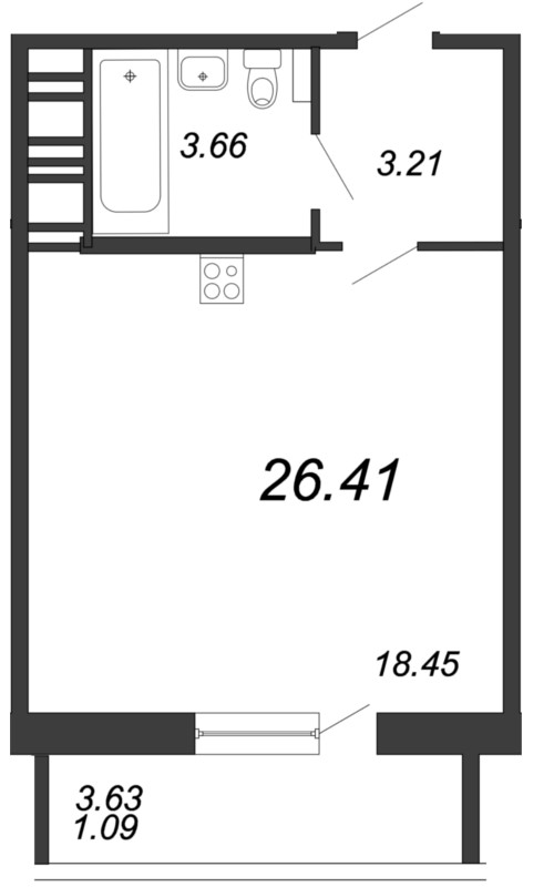 Студия, 26 м² — ЖК ЖК Живи В Курортном