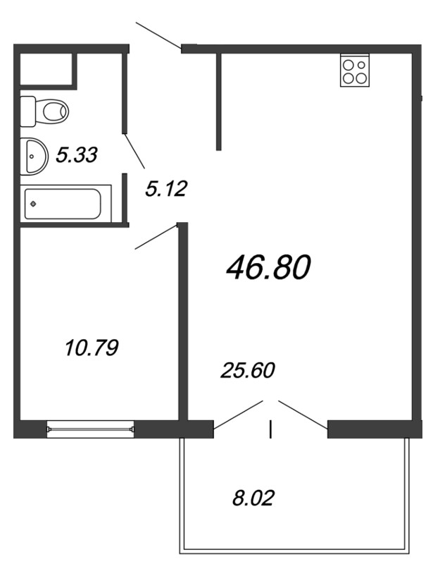 1-комнатная, 49 м² — ЖК ЖК Магнифика Резиденс (Magnifika Residence)