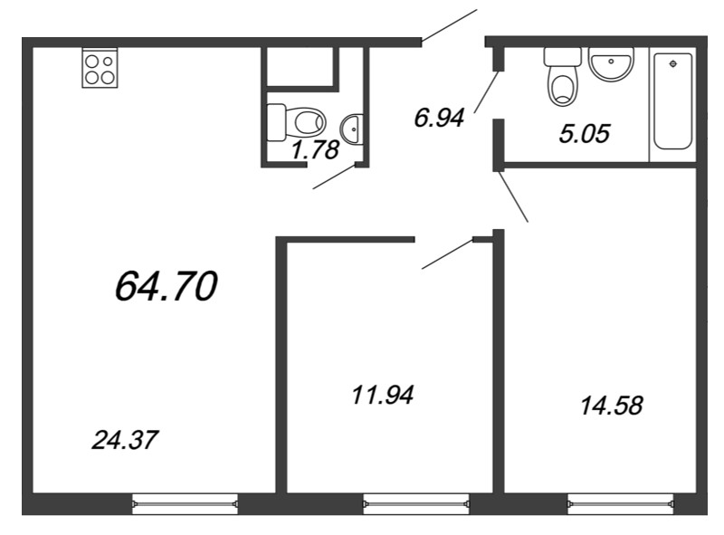2-комнатная, 65 м² — ЖК ЖК Магнифика Резиденс (Magnifika Residence)