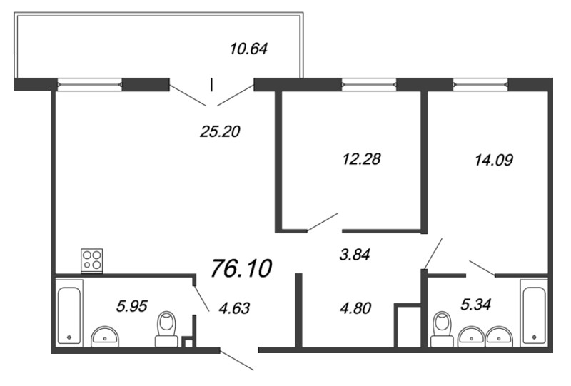2-комнатная, 79 м² — ЖК ЖК Магнифика Резиденс (Magnifika Residence)