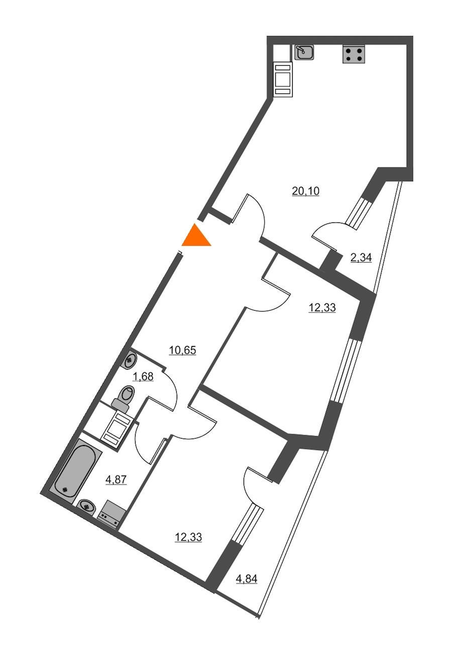 2-комнатная, 66 м² — ЖК ЖК Питер