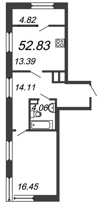 1-комнатная, 53 м² — ЖК ЖК Botanica (Ботаника)