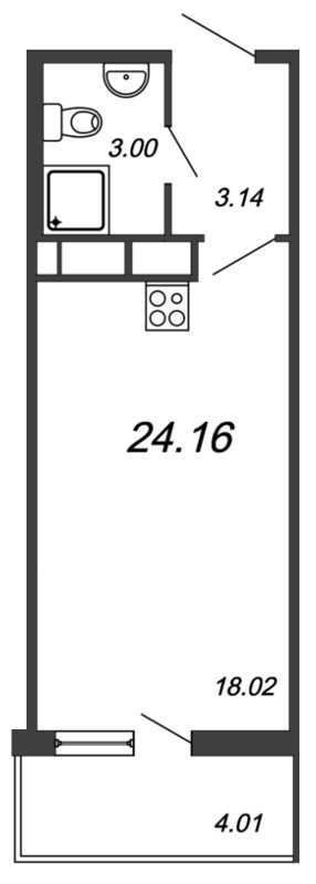 Студия, 24 м² — ЖК ЖК Философия на Московской