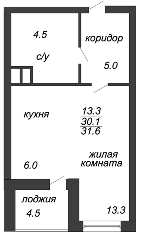 Студия, 32 м² — ЖК ЖК Лайф Лесная