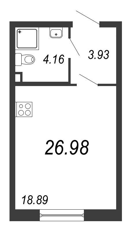 1-комнатная, 27 м² — ЖК ЖК ТАРМО