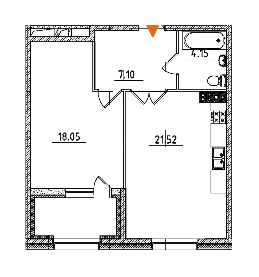 1-комнатная, 53 м² — ЖК ЖК Петровская доминанта