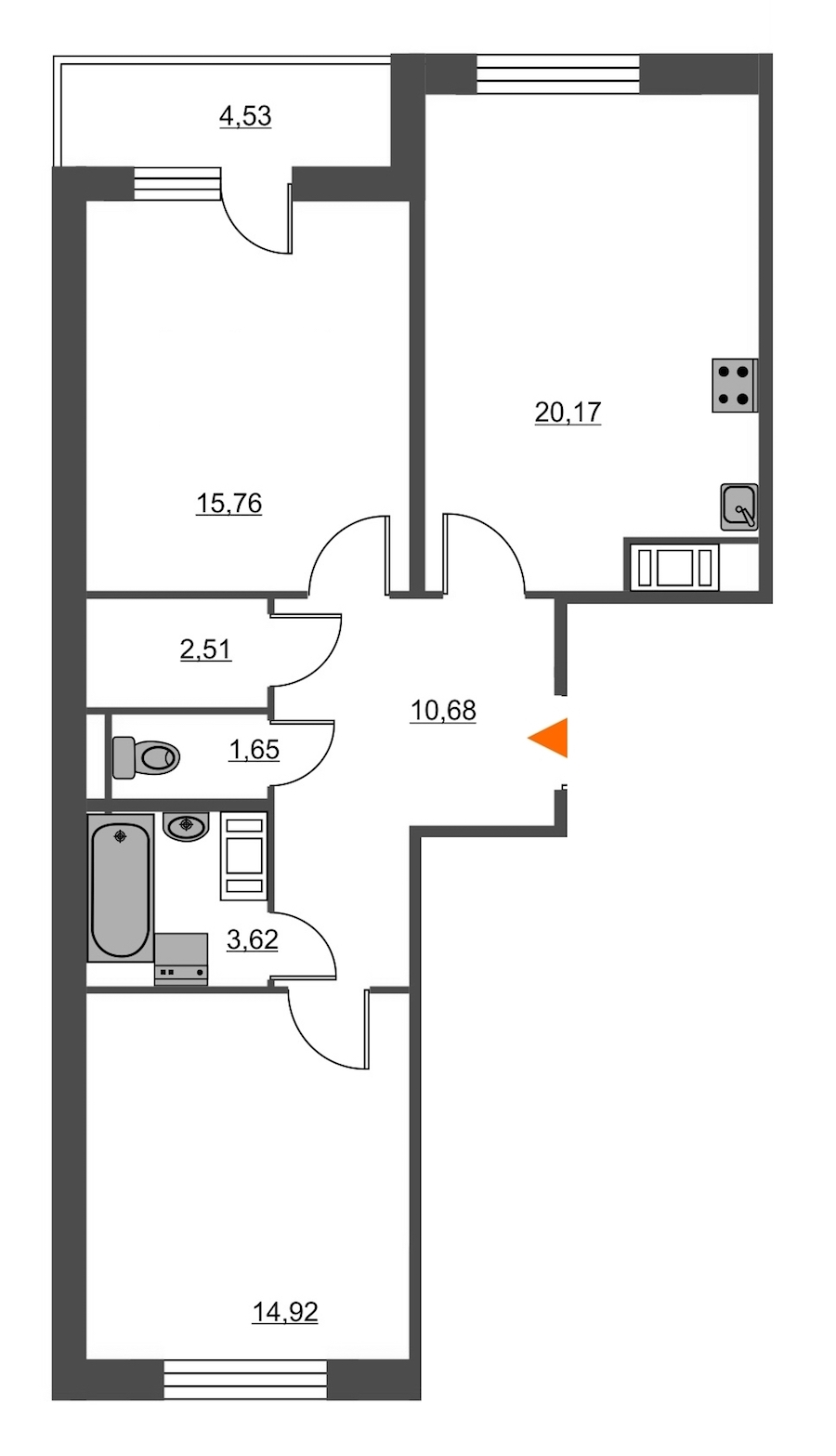 2-комнатная, 72 м² — ЖК ЖК Питер