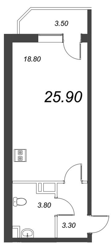 Студия, 25 м² — ЖК ЖК Полюстрово Парк
