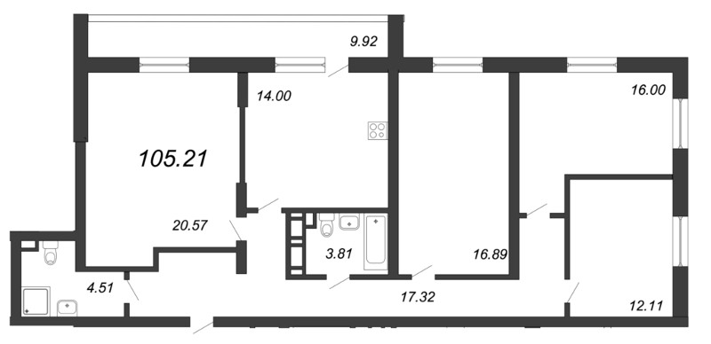 4-комнатная, 105 м² — ЖК ЖК МореОкеан