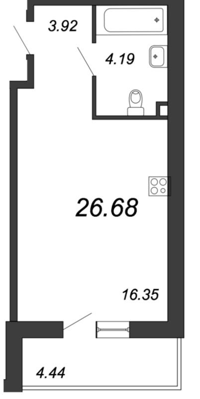 Студия, 27 м² — ЖК Ап-квартал Комендантский (Up-квартал Комендантский)