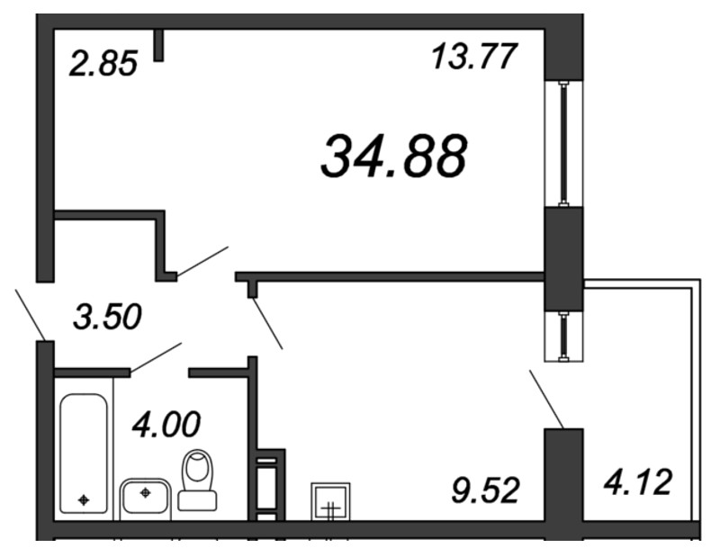 1-комнатная, 35 м² — ЖК ЖК Мурино 2019