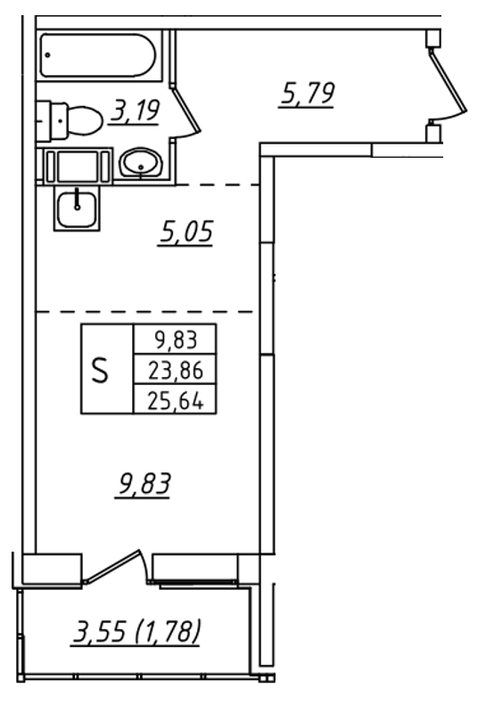 Студия, 26 м² — ЖК ЖК Лиговский сити - Второй квартал (Ligovsky City)