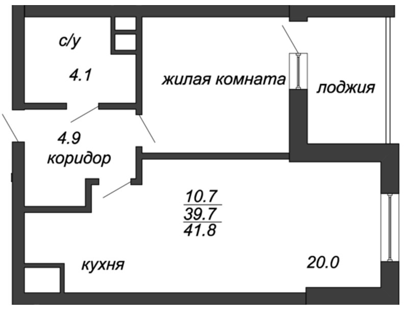 1-комнатная, 63 м² — ЖК ЖК Лайф Лесная