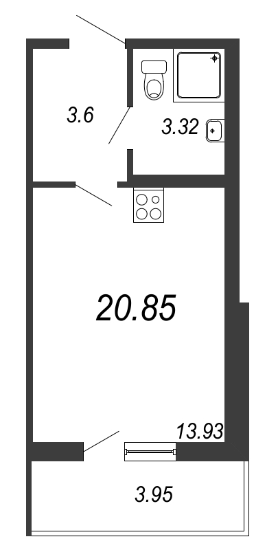 Студия, 21 м² — ЖК ЖК ПаркЛэнд