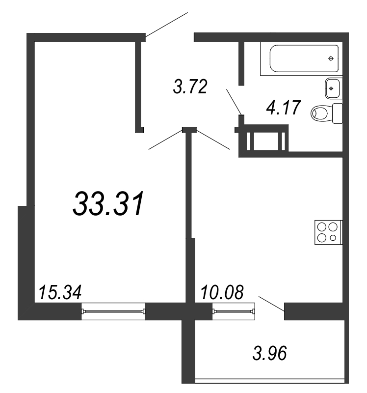 1-комнатная, 33 м² — ЖК ЖК Философия на Московской