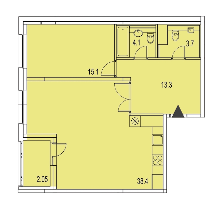 1-комнатная, 77 м² — ЖК ЖК Лайф Лесная