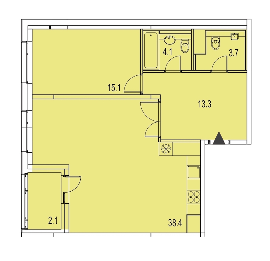 1-комнатная, 77 м² — ЖК ЖК Лайф Лесная